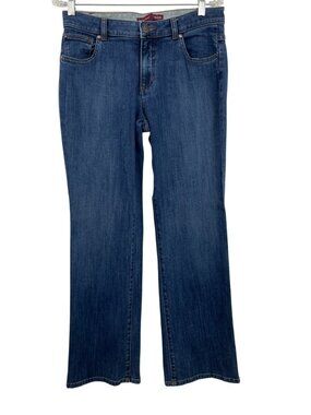 Izod Ladies Just Right Bootcut Jeans Size 10 Blue Stretch Denim Embroidered